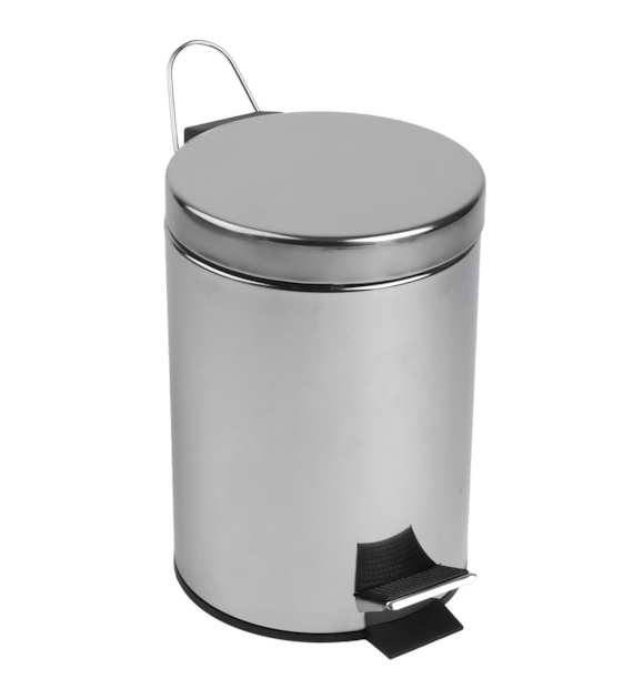 KOSZ NA ŚMIECI 3L METALOWY POŁYSK Z PEDAŁEM W1N