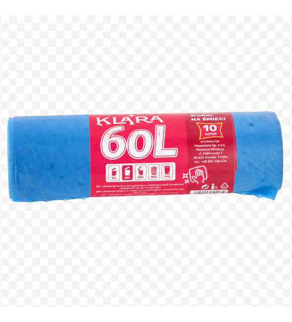 KLARA WORKI NA ŚMIECI 60L 10SZT LDPE NIEBIESKIE