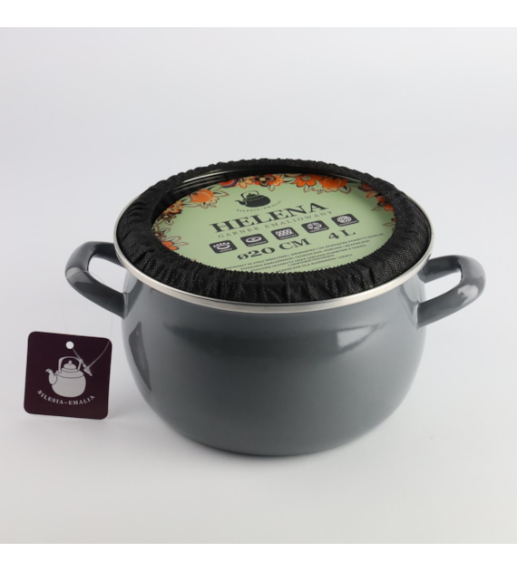 GARNEK EMALIOWANY SZARY HELENA 4L 20CM ZX20