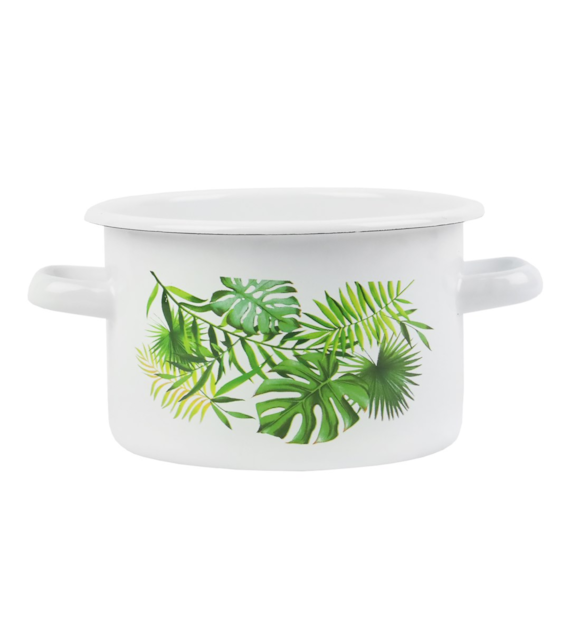 GARNEK EMAL ZDOBIONY 2L MONSTERA 16CM B/P VK-1610