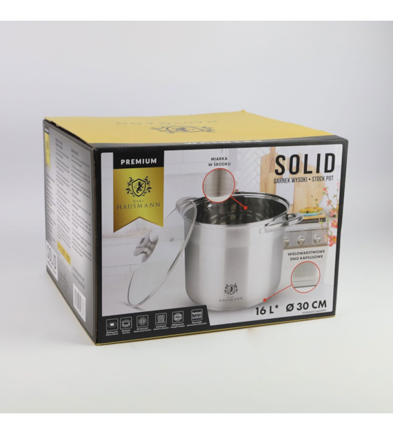 GARNEK WYSOKI STOCKPOT SOLID 16L 30CM  HAS5