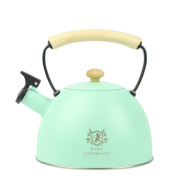 CZAJNIK STALOWY Z DREWNIANĄ RĄCZKĄ MIĘT -GS-04567C