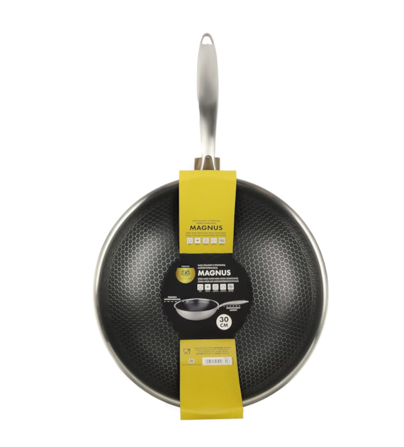 WOK STALOWYZ POWŁOKĄ  MAGNUS 30CM KHMAG3