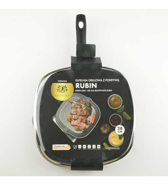PATELNIA GRILLOWA Z POKRYWĄ 28CM RUBIN BNS4028WS
