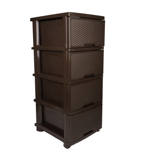 REGAŁ RATTAN 4 SZUFLADY BRĄZ VK123094