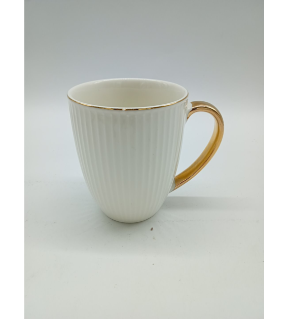 KUBEK PORCELANOWY330ML RYFLOWANY BIAŁY  3806