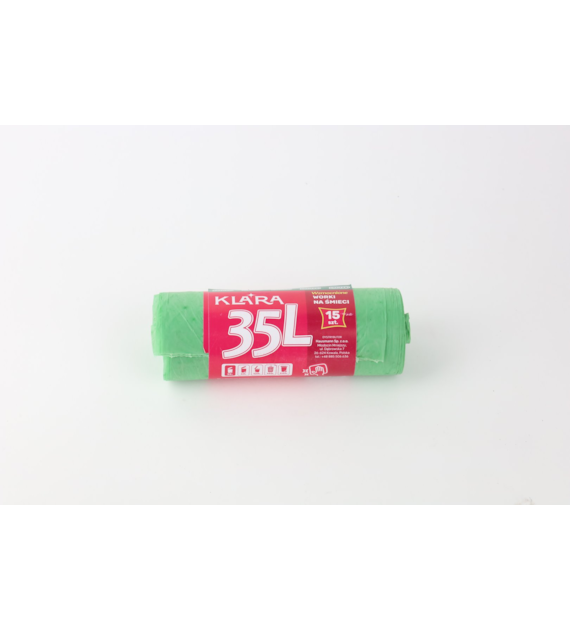 KLARA WORKI NA ŚMIECI 35L 15SZT LDPE ZIELONE