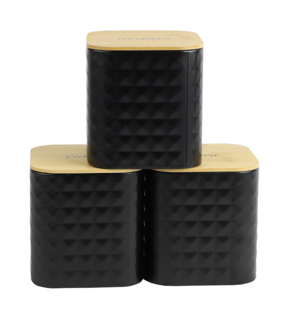 KPL 3 CZARNYCH POJEMNIKÓW STALOWYCH VINTOGS-03074A