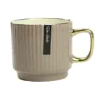 KUBEK PORCELANOWY 320ML ZŁOTY/BEŻOWY PL24010BZ