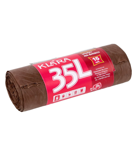 KLARA WORKI NA ŚMIECI 35L 15SZT LDPE BRĄZOWE