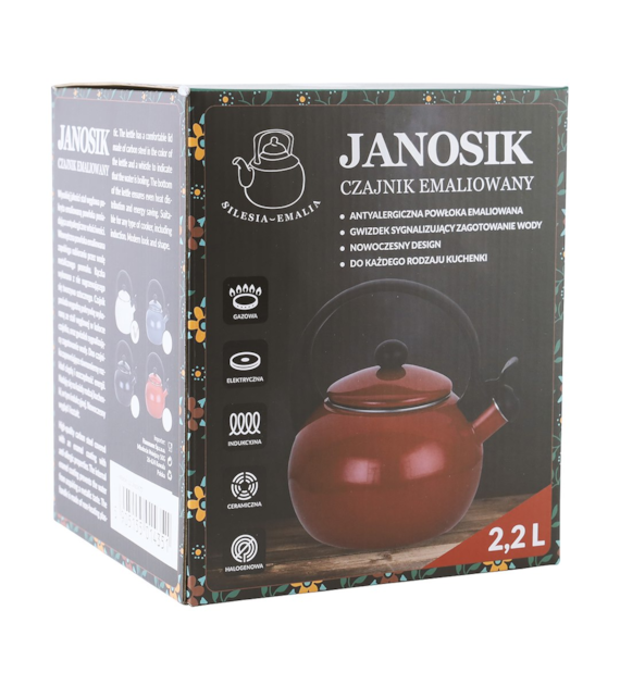 CZAJNIK EMALIOWANY CZARNY 2,2L JANOSIK FT7
