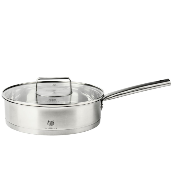 PATELNIA STALOWA 24CM GŁĘBOKA Z POKRYWĄ BRAVA KLH1