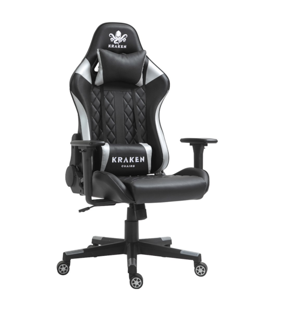 FOTEL GRACZA KRAKEN SREBRNY 5934