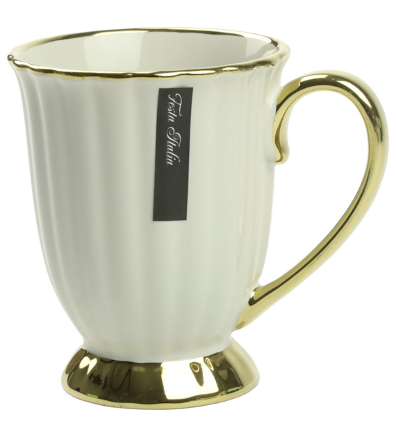 KUBEK PORCEL.240ML ZŁOTY/KREMOWY PL24008B