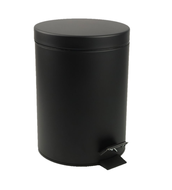 KOSZ NA ŚMIECI 3L CZARNY MATOWY Z PEDAŁEM W3N