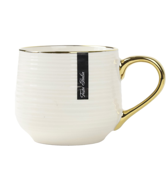 KUBEK PORCELANOWY 400ML ZŁOTY/BEŻ PL24007B