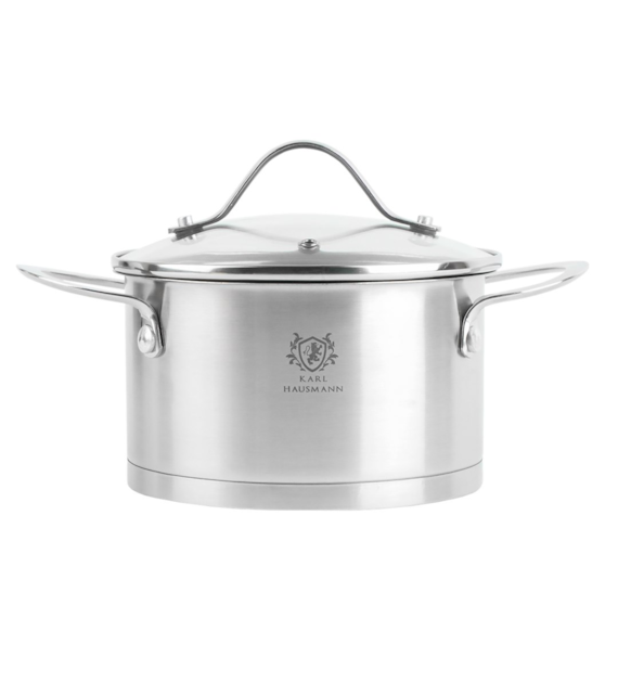 GARNEK STALOWY ZE SKLANĄ POKRYWĄ DORIAN 16CM HASU9