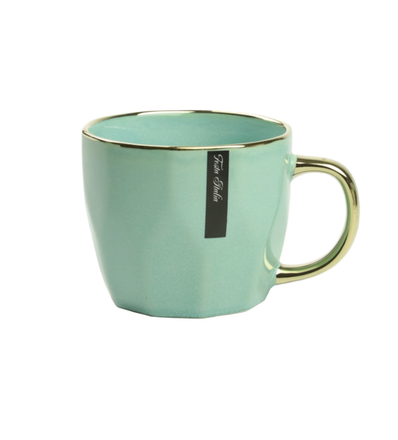 KUBEK PORCELANOWY 400ML ZŁOTY/MIĘTOWY PL24003M