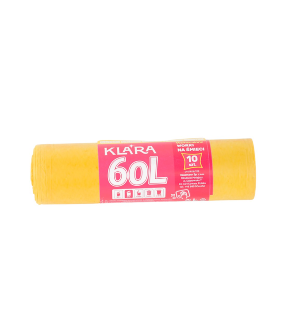 KLARA WORKI NA ŚMIECI 60L 10SZT LDPE ŻÓŁTE